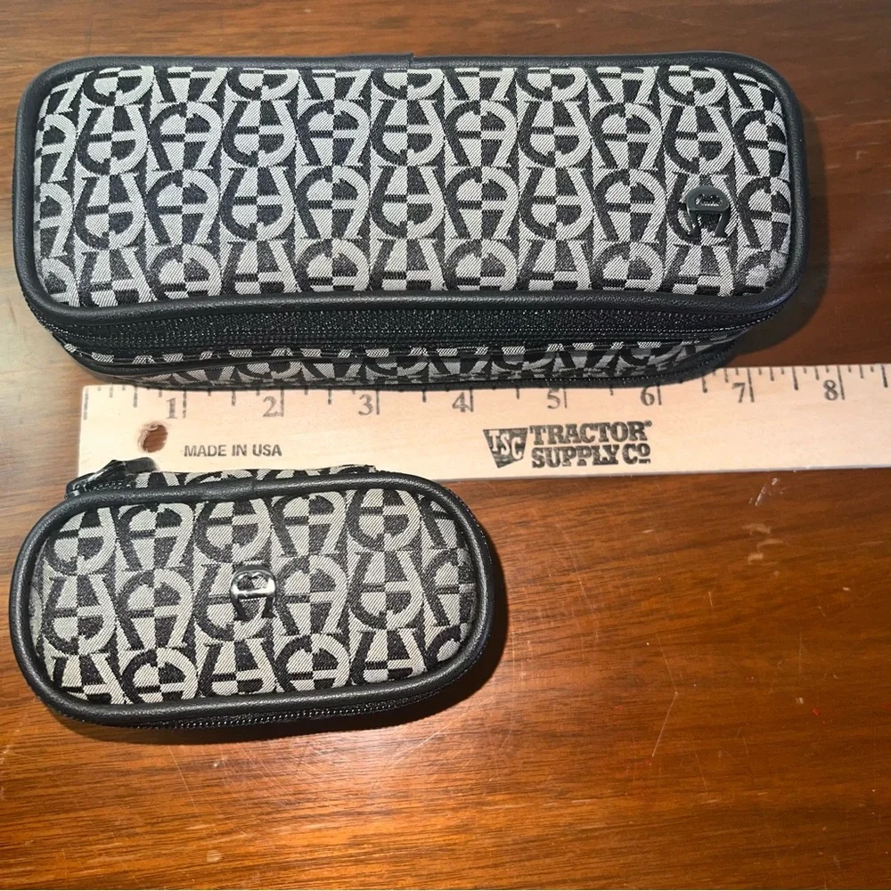 New Etienne Aigner Travel Contact Glasses Cases Zippered Accessory Purse Mirror